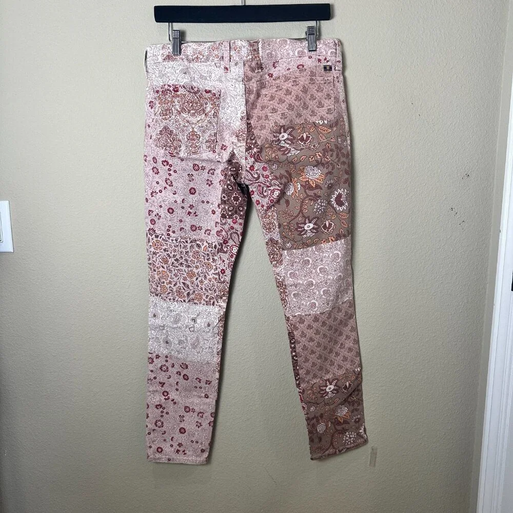 LUCKY BRAND Patchwork Pink Denim Charlie Skinny Style Jeans Pants Size 8 / 29